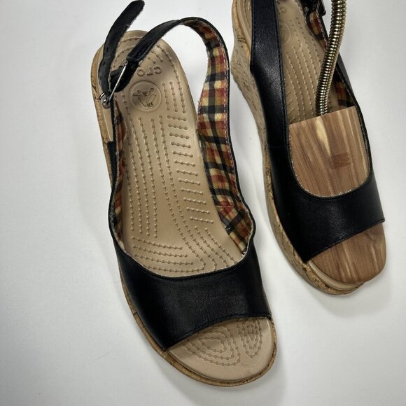 CROCS A Leigh Cork Black Wedge Women’s Size 10 - Picture 4 of 10